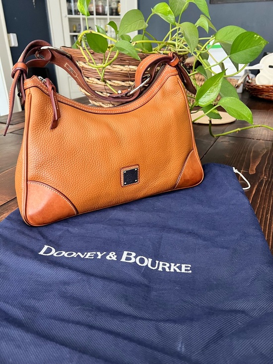 Dooney & Bourke Handbags - Dooney & Bourke Brown Leather Shoulder Bag with Red Lining
